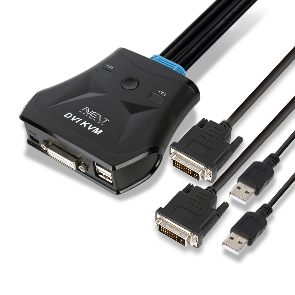 넥스트 NEXT-632DC-KVM 2:1 USB DVI 케이블일체형 KVM 스위치 1.4M